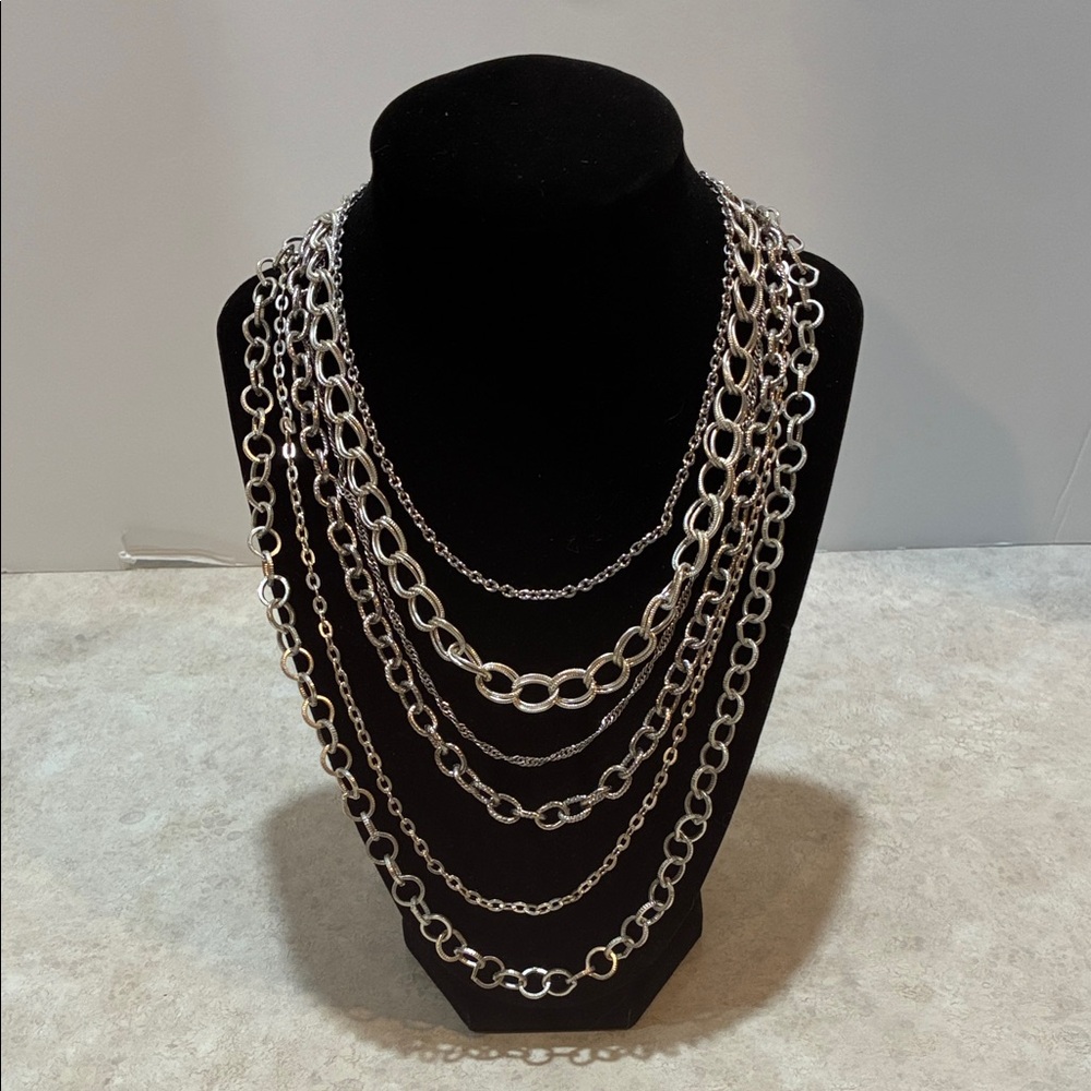 Premier Designs Elegant Multi-Layer Silver Neckla… - image 1